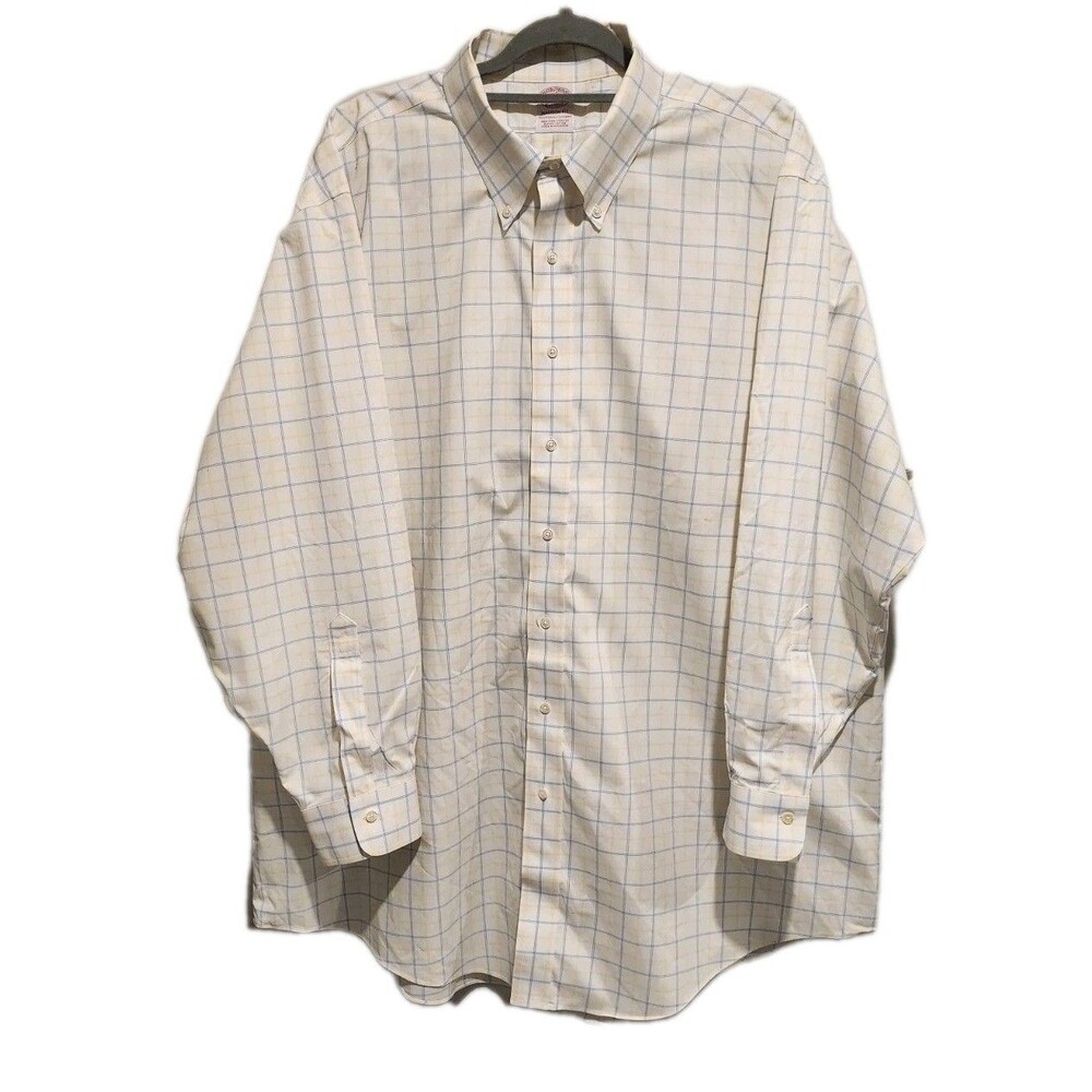 Brooks Brothers Madison Fit Non-Iron Stretch Supima Cotton Shirt Yellow 18.5-35